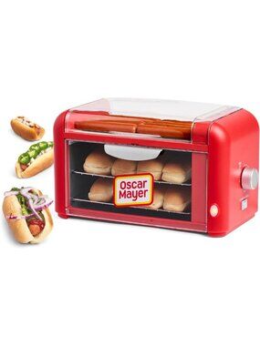 Extra Large Hot Dog Roller & Bun Toaster Oven - Stainless Steel Grill for